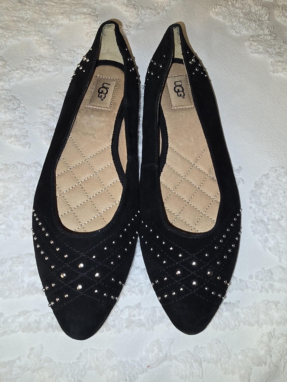 UGG Women's Black Studded Suede Ballet Flats Size 7